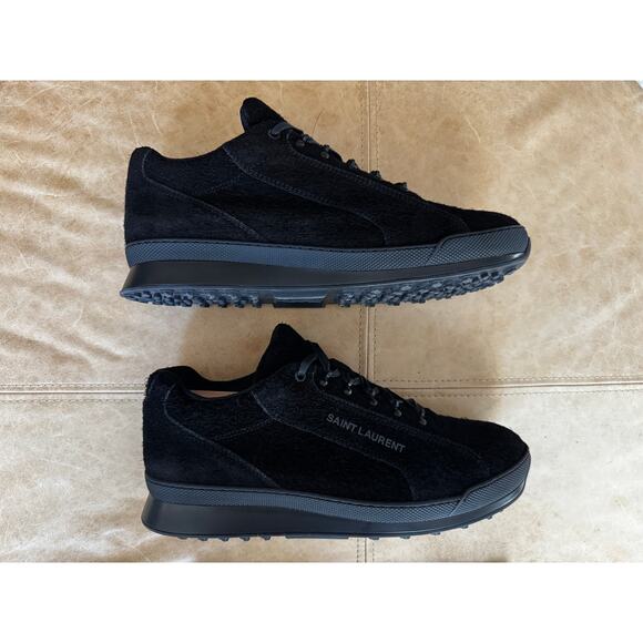 $795 Saint Laurent Men\'s Black Suede Jump Sneaker With Logo size 12 main image 4